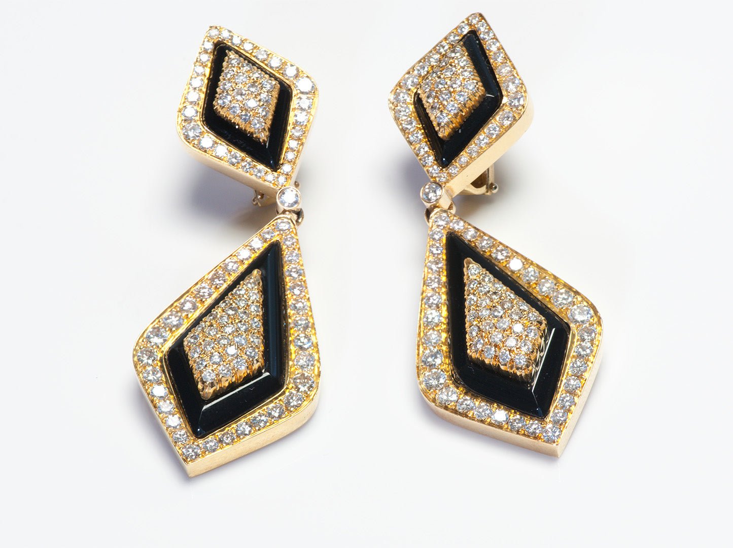 Onyx Diamond 18K Yellow Gold Earrings