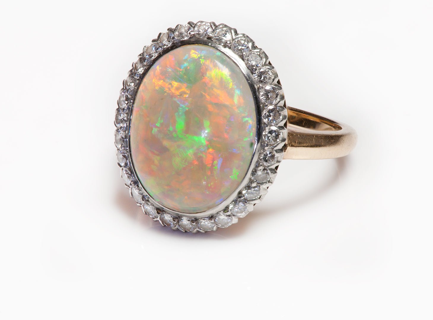 Opal Diamond Platinum Gold Ring