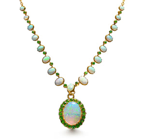 Antique Gold Opal Demantoid Necklace Brooch