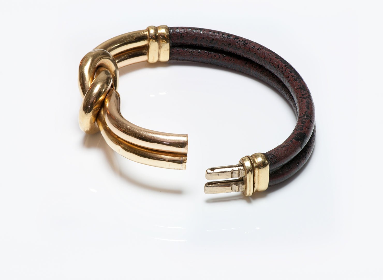 Oromalia 18K Yellow Gold & Leather Knot Bracelet
