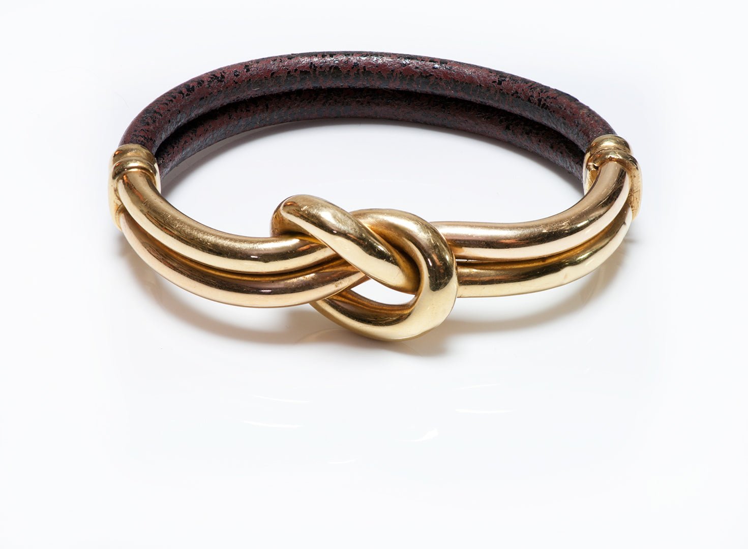 Oromalia 18K Yellow Gold & Leather Knot Bracelet