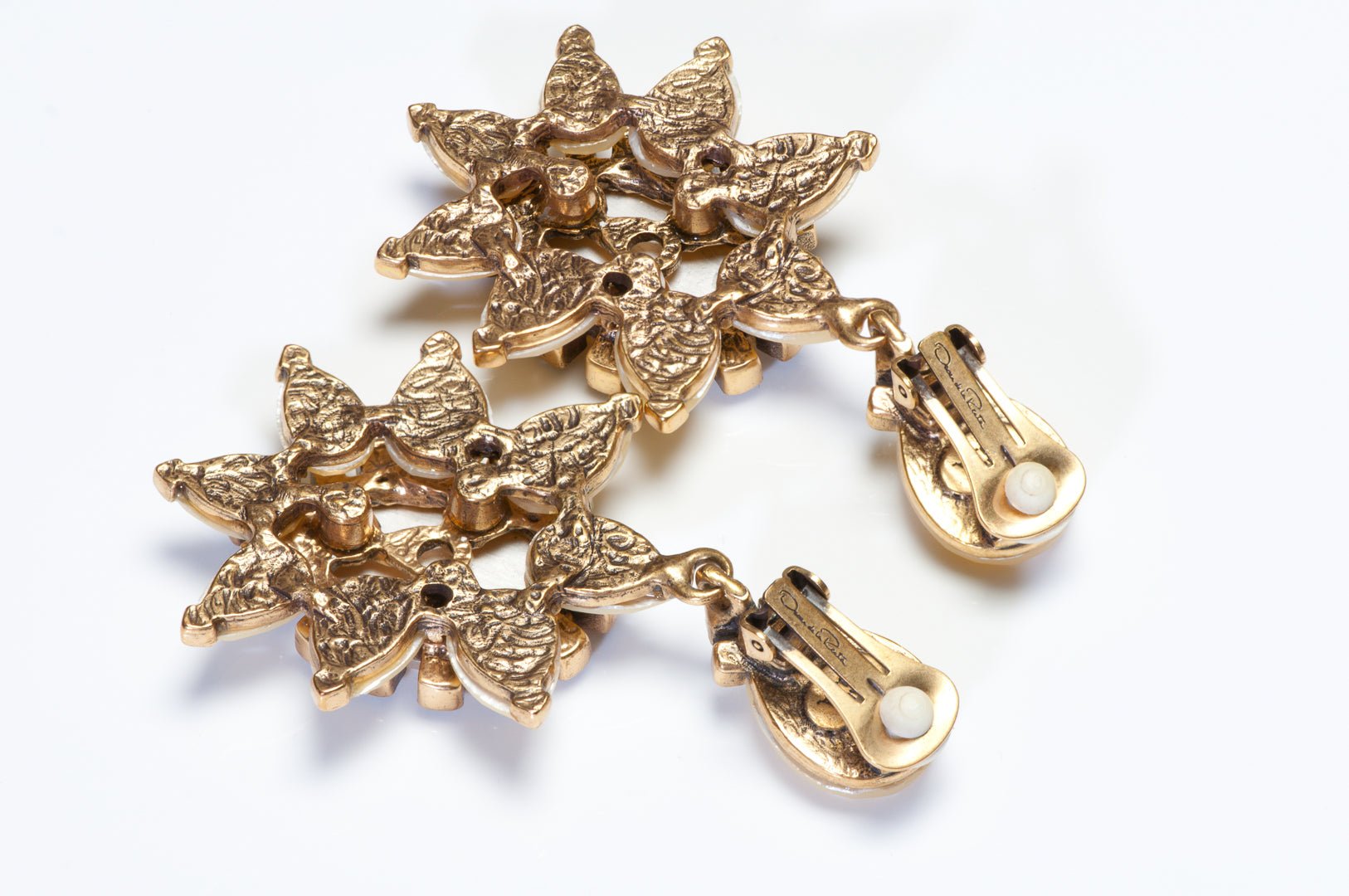 Oscar de la Renta Spring 2014 Long Yellow Crystal Flower Earrings