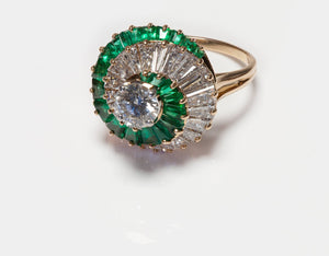 Oscar Heyman 18K Gold Emerald & Diamond Swirl Ring