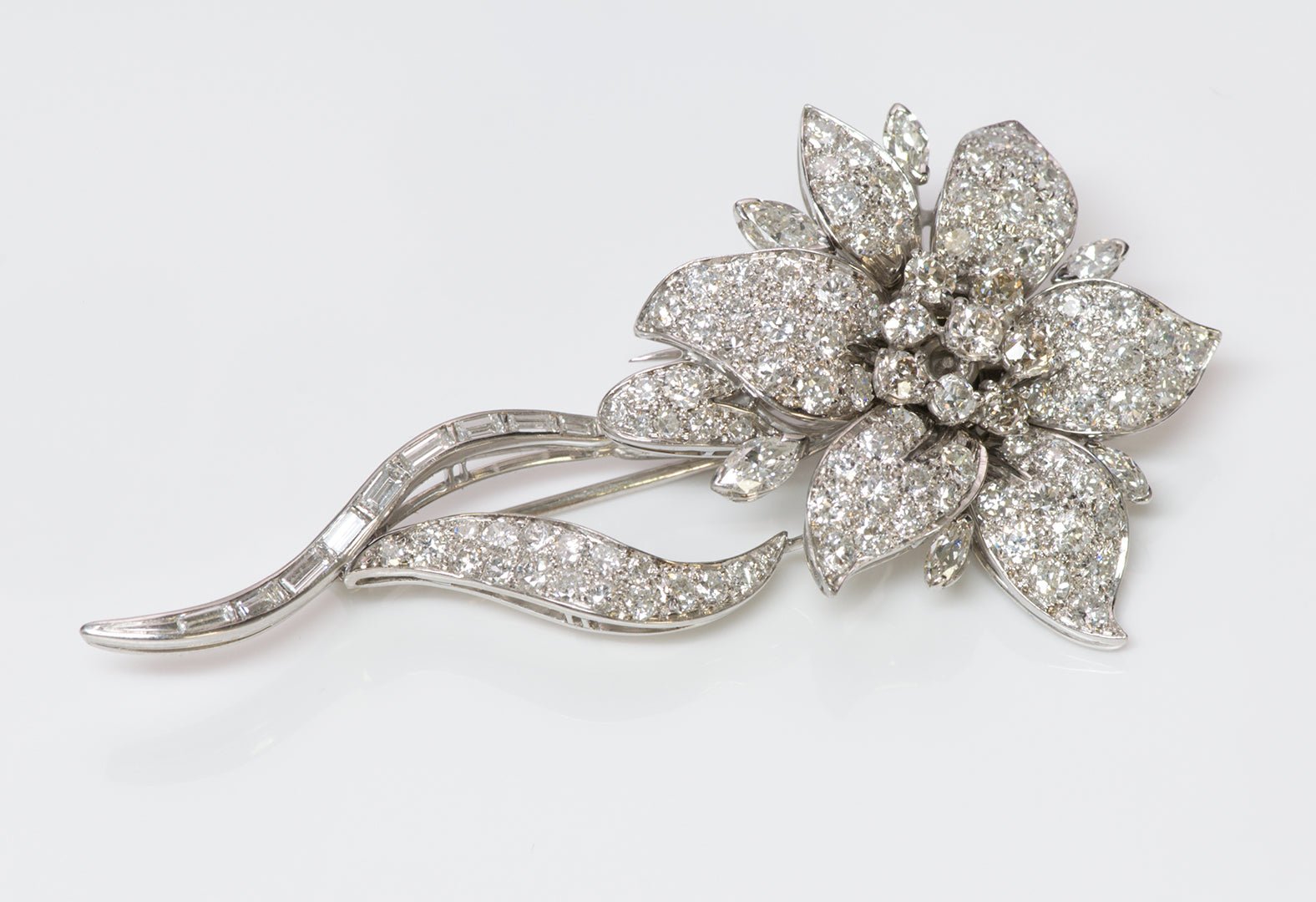 Oscar Heyman Diamond Platinum Flower Brooch