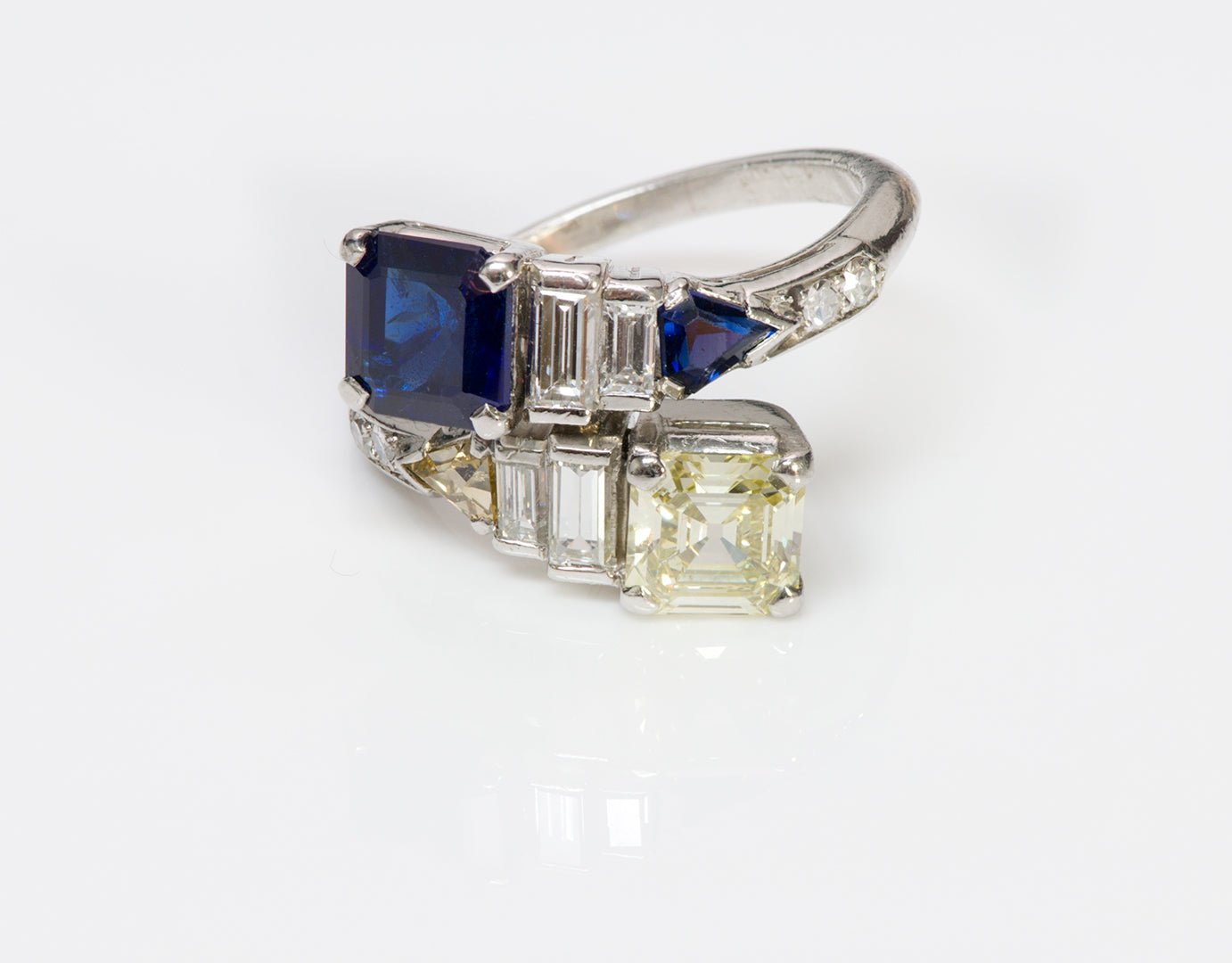 Oscar Heyman Platinum Burma Sapphire & Yellow Diamond Ring
