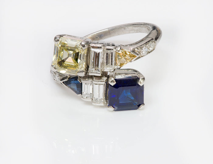 Oscar Heyman Platinum Burma Sapphire & Yellow Diamond Ring