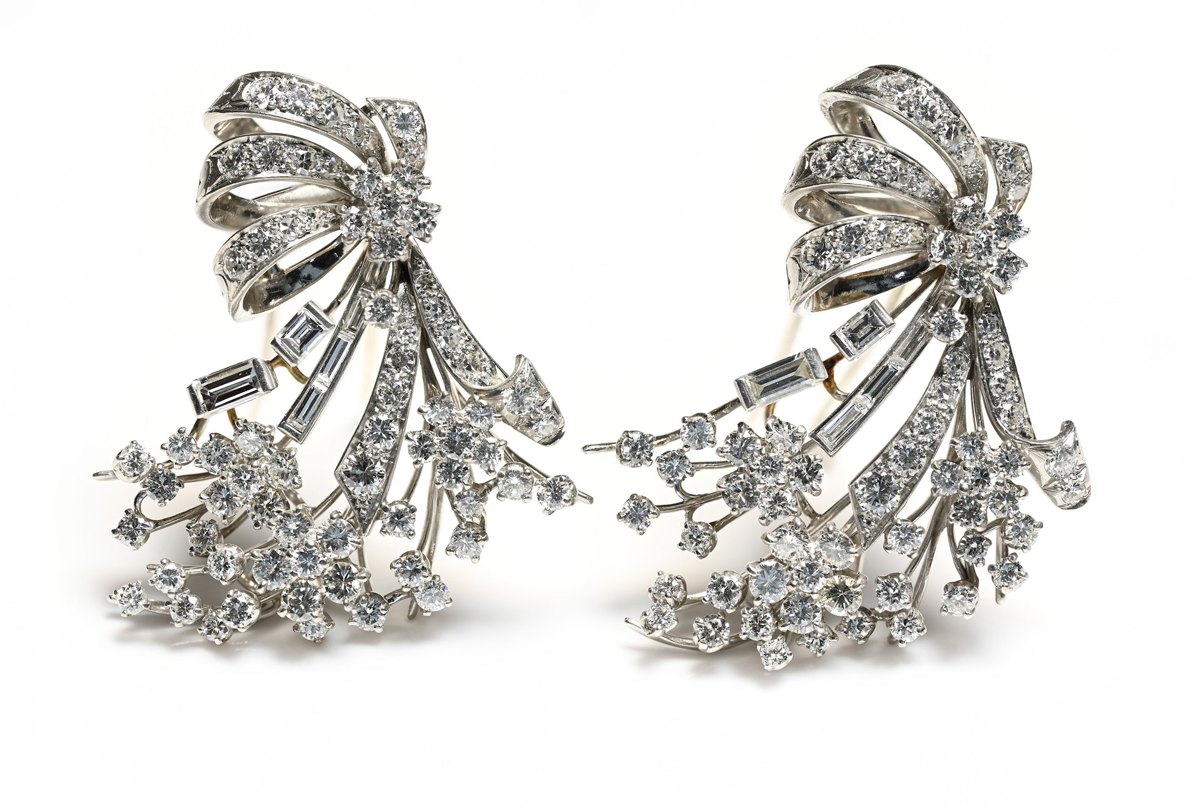 Oscar Heyman Platinum Diamond Clips Brooch