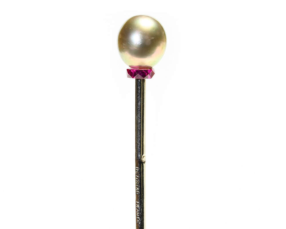 Ostertag Platinum Natural Pearl Stick Pin