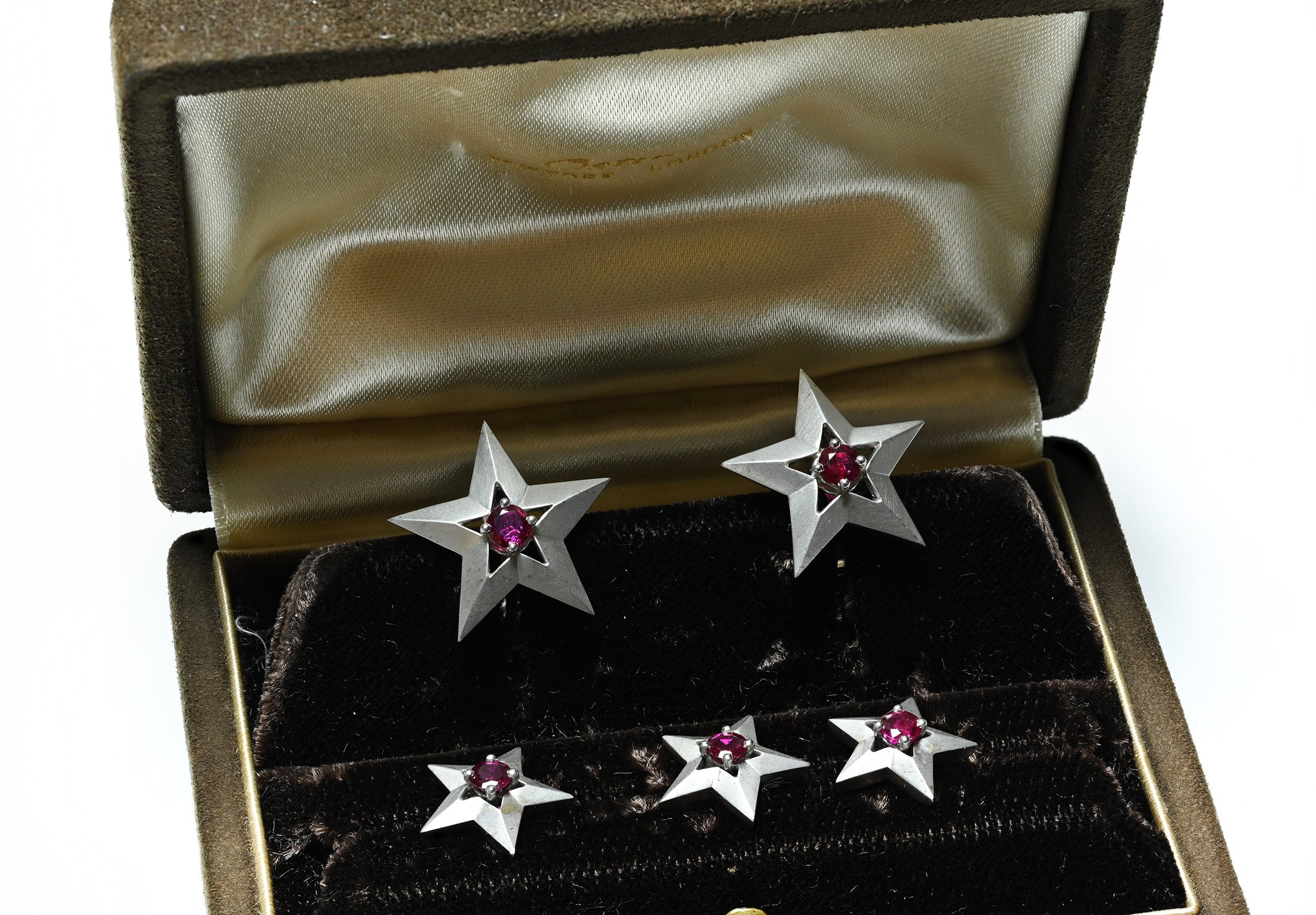 Marianne Ostier Gold Star Ruby Cufflink and Stud 