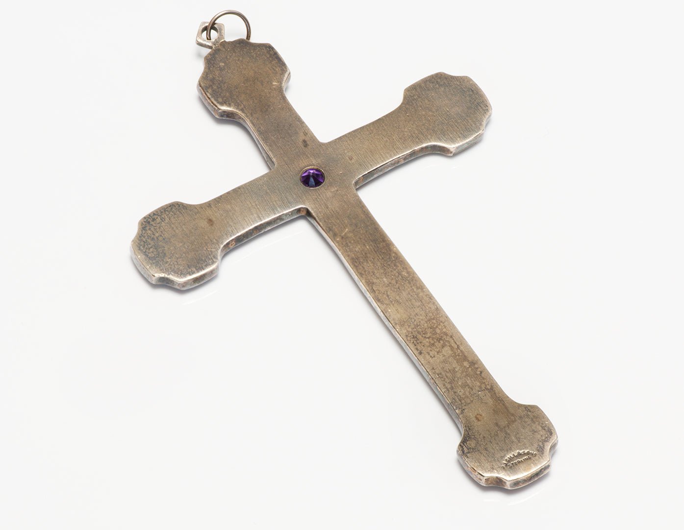 P. J. Gill & Sons Art Nouveau Sterling Silver and Amethyst Cross Pendant