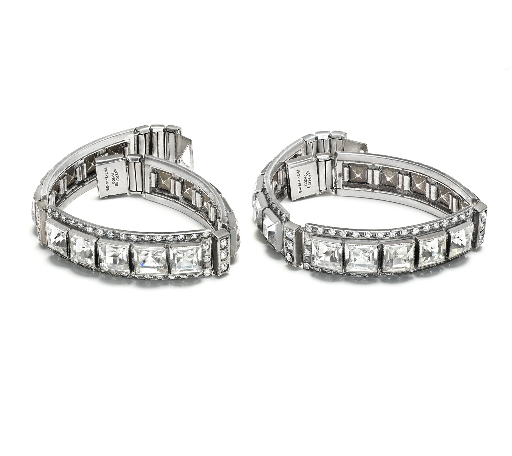 Art Deco Pair of Silver Paste Bracelets