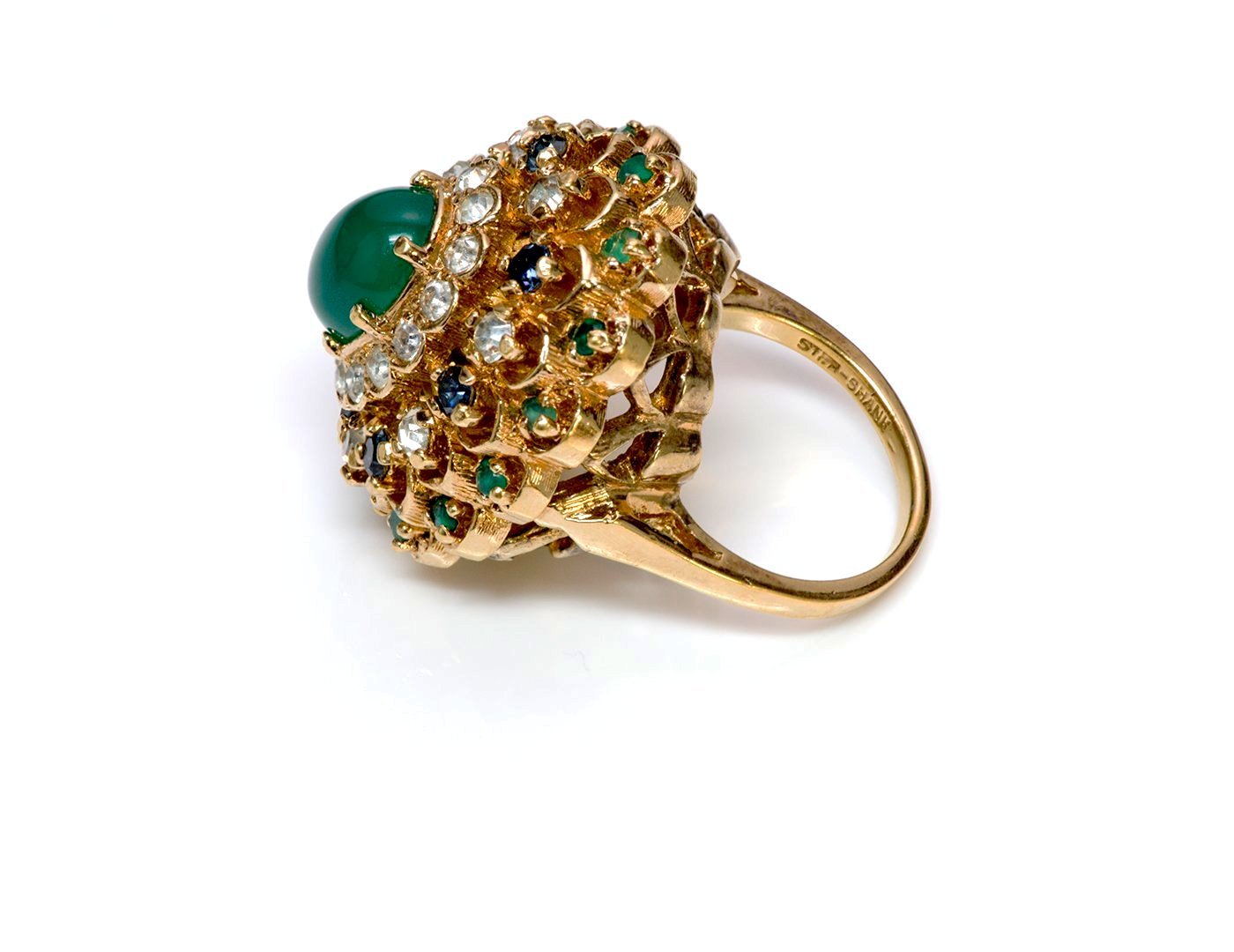 Panetta Faux Emerald Crystal Cocktail Ring