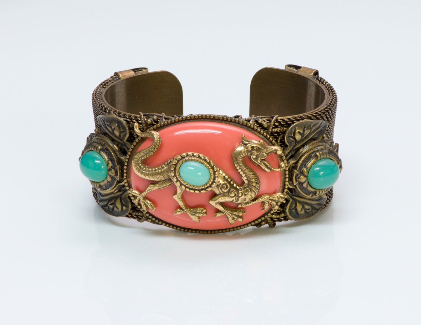 Patrice Glass Mesh Dragon Cuff Bracelet