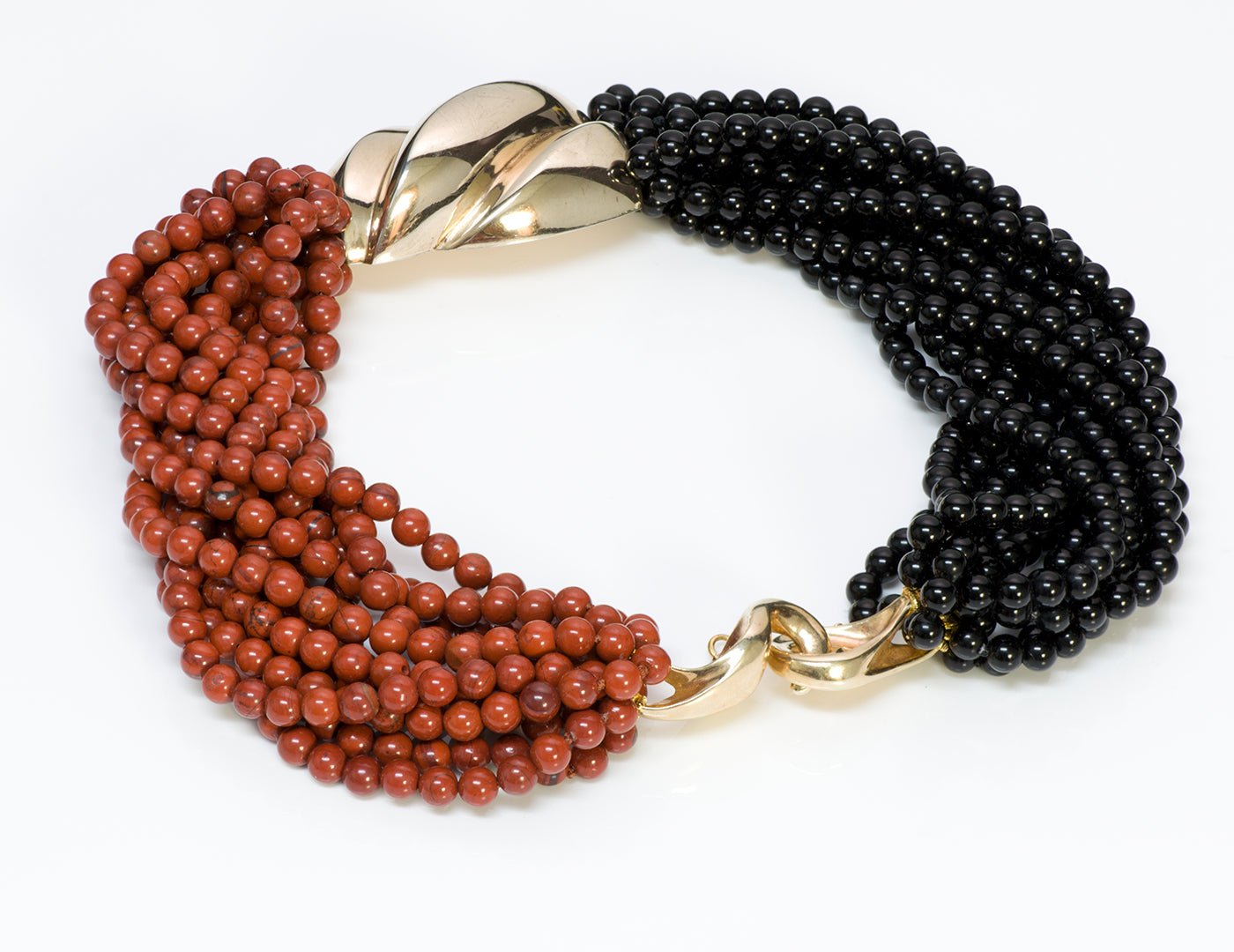 Patricia Von Musulin Silver Onyx Carnelian Beads Necklace