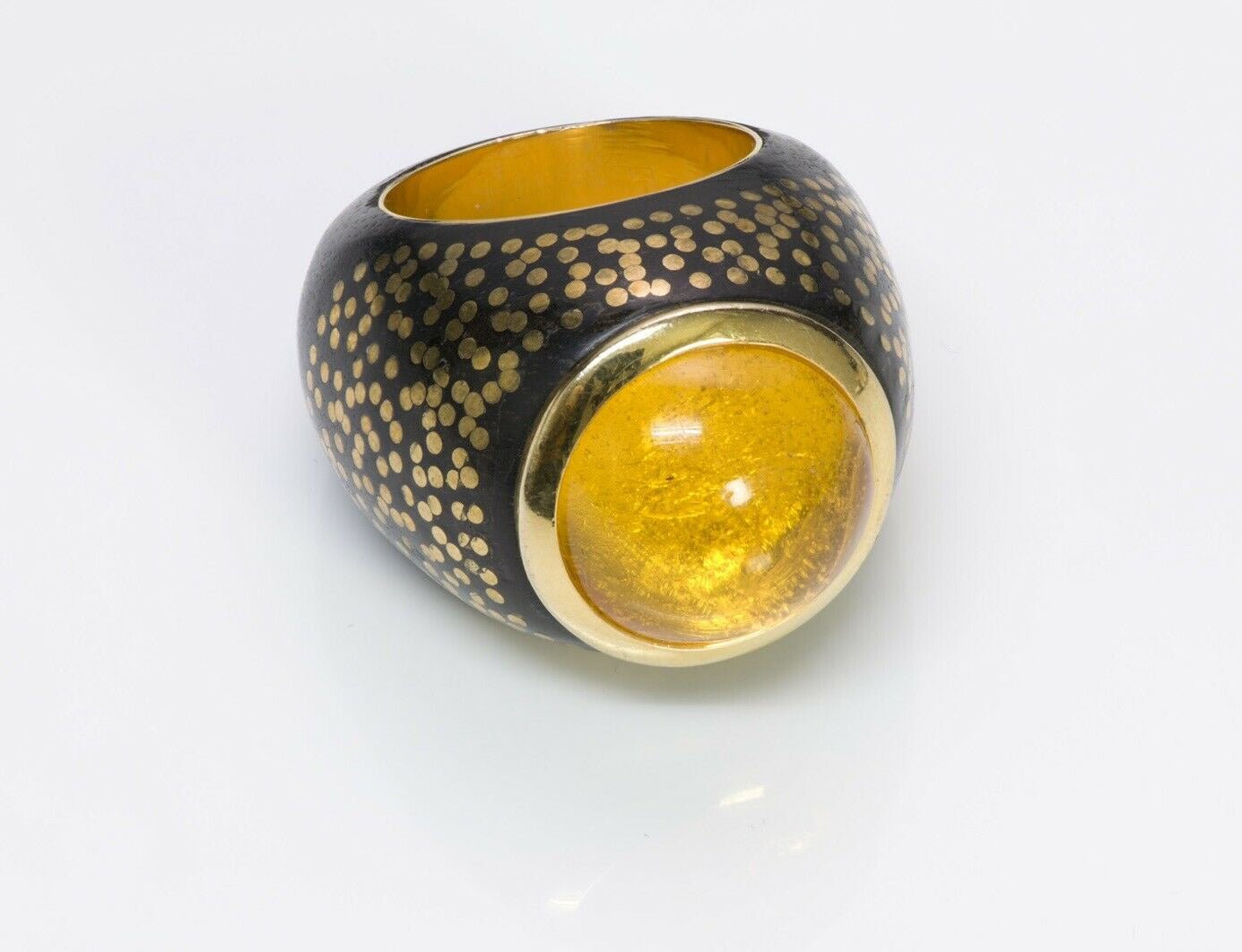 Patricia Von Musulin Sterling Gold Dot Ebony Cocktail Ring