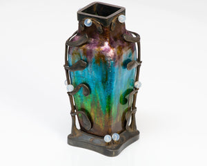 Paul Louchet Art Nouveau Enamel Vase