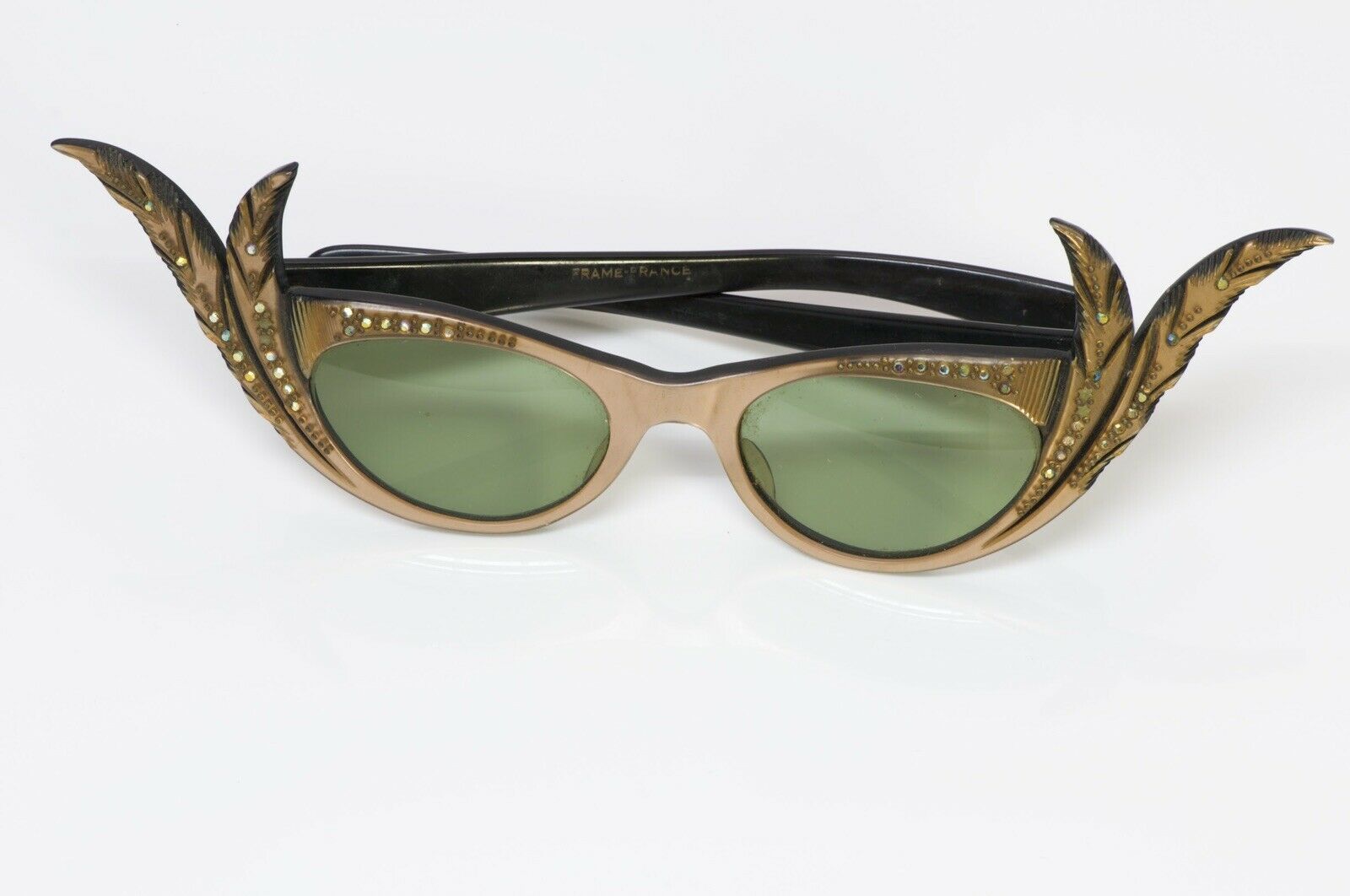 Paulette Guinet Paris 1950’s Carved Feather Cat-Eye Sunglasses