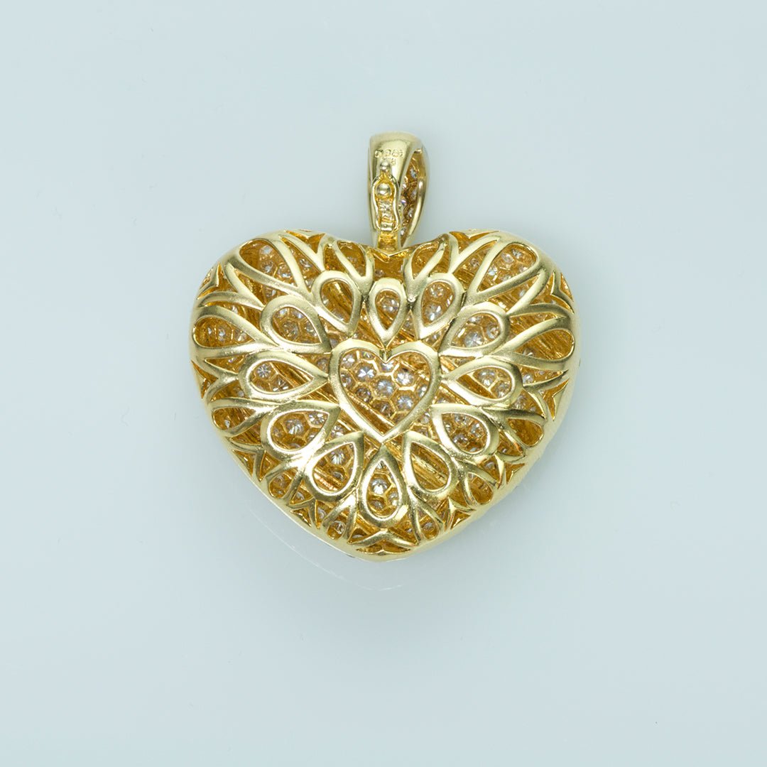 Pave Diamond 18K Gold Heart Pendant