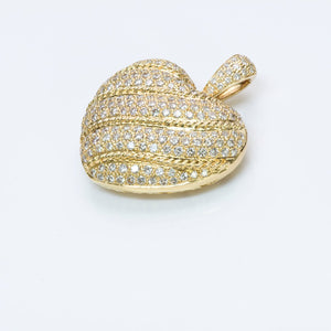 Pave Diamond 18K Yellow Gold Heart Pendant