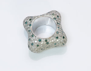 Unusual Pave Fancy Diamond Gold Ring