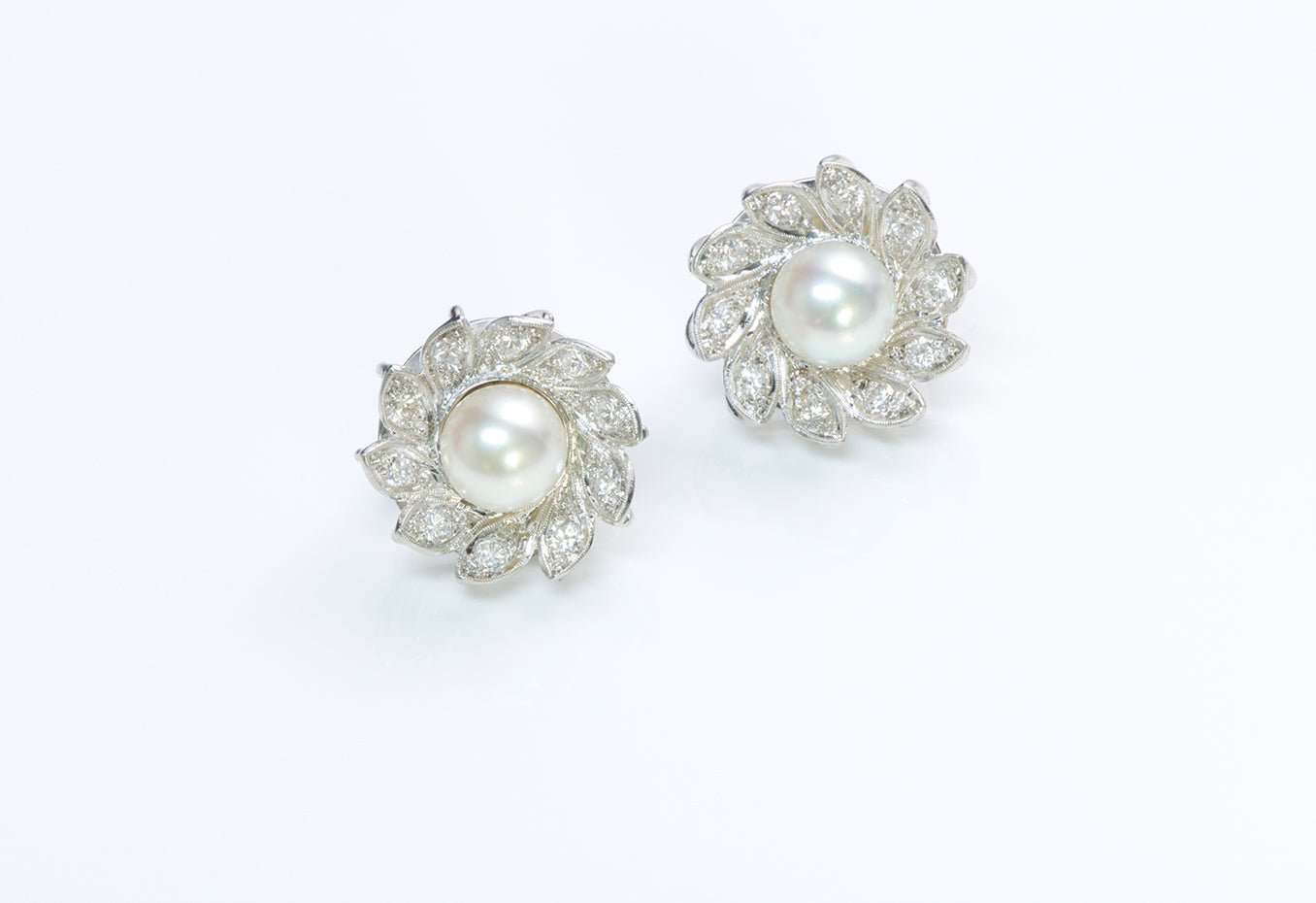 Pearl Diamond 18K Gold Earrings