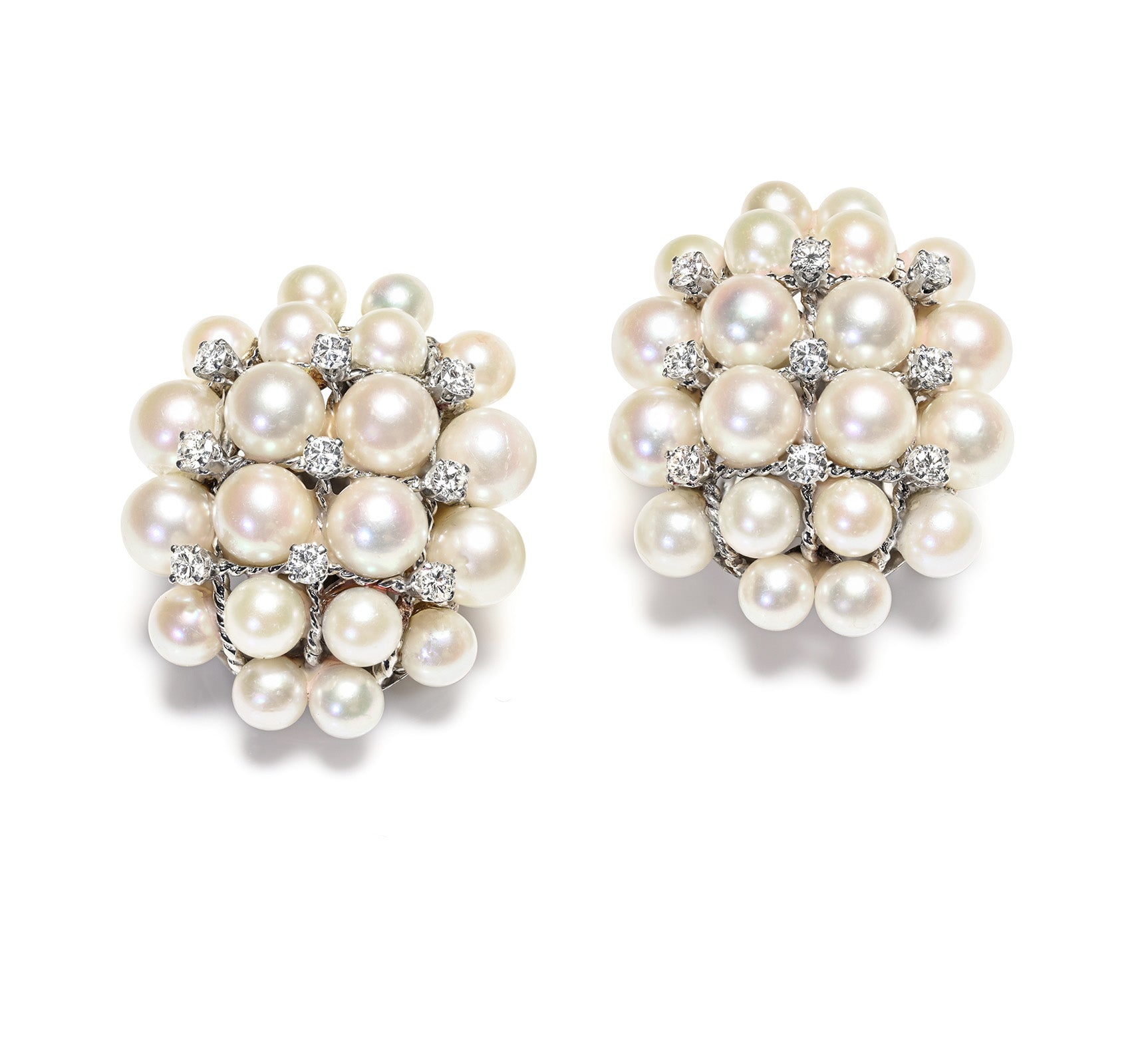  Gold Cultured Pearl Diamond Earrings