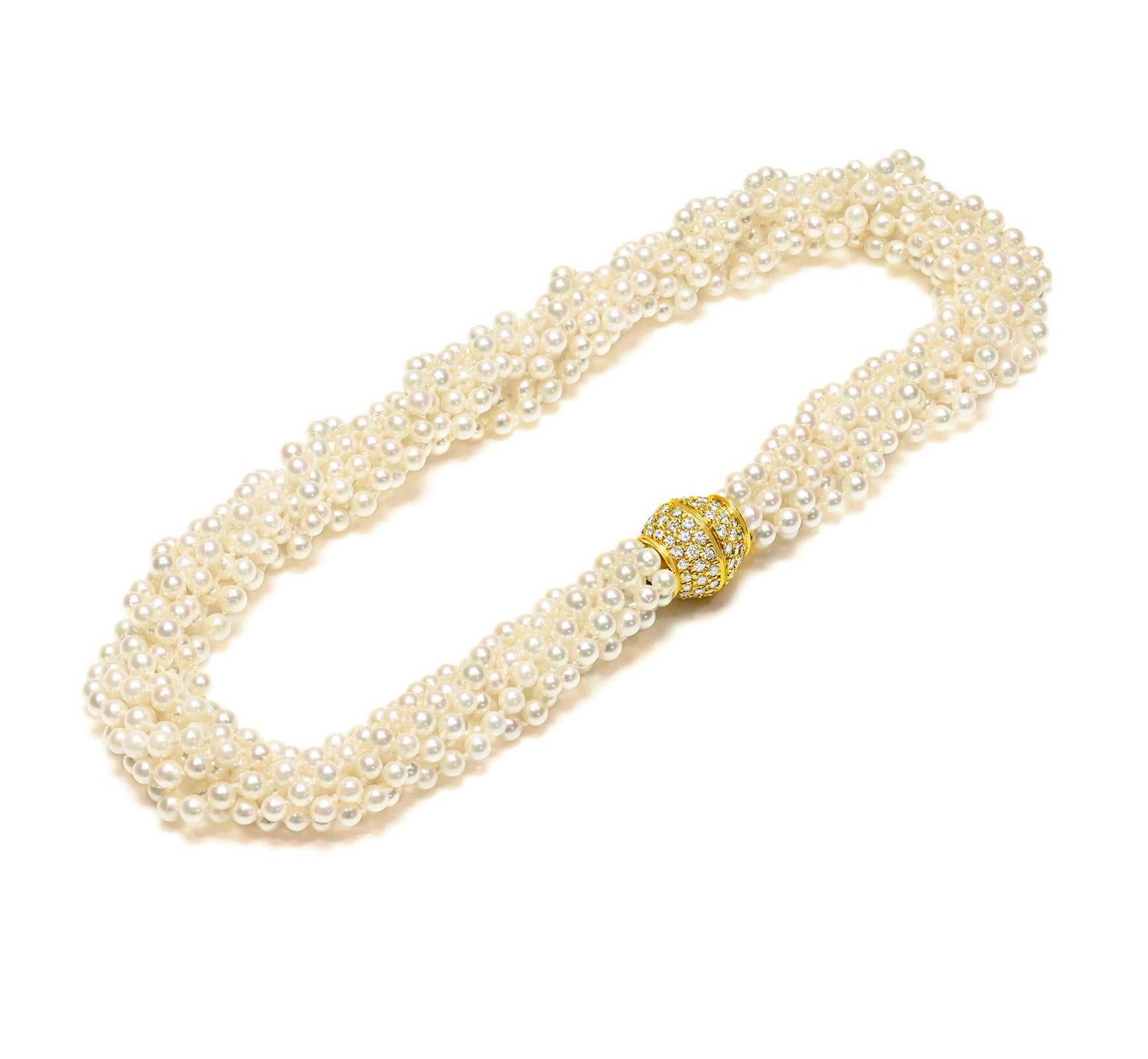 Diamond Pearl Necklace 18K Gold 