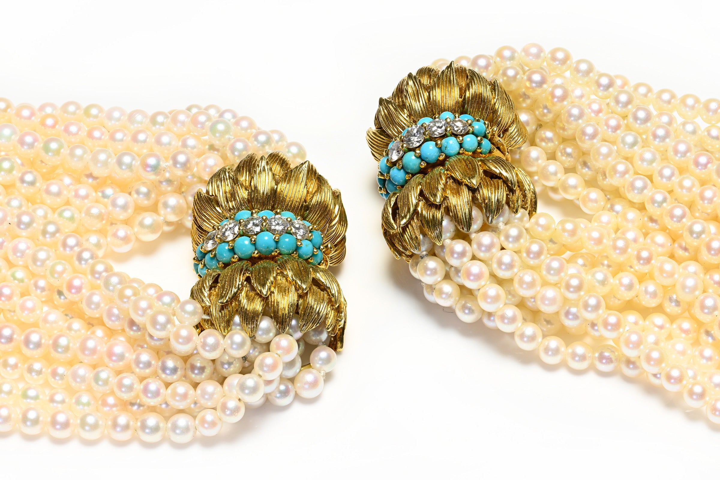 Pearl Diamond Turquoise 18K Gold Bracelets 