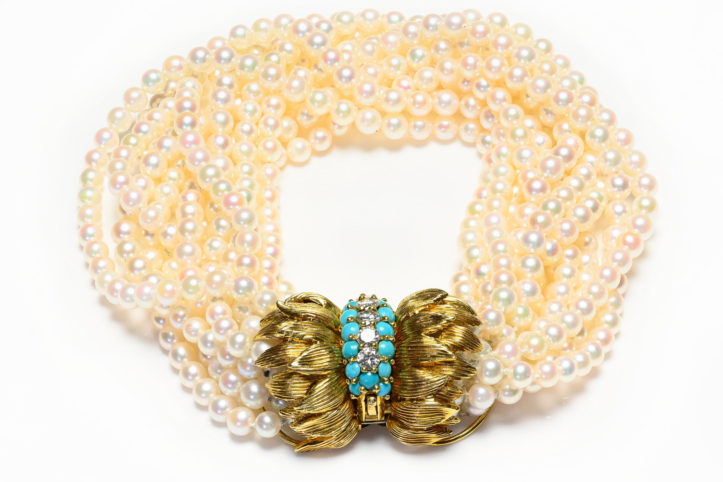 Pearl Diamond Turquoise 18K Gold Bracelet