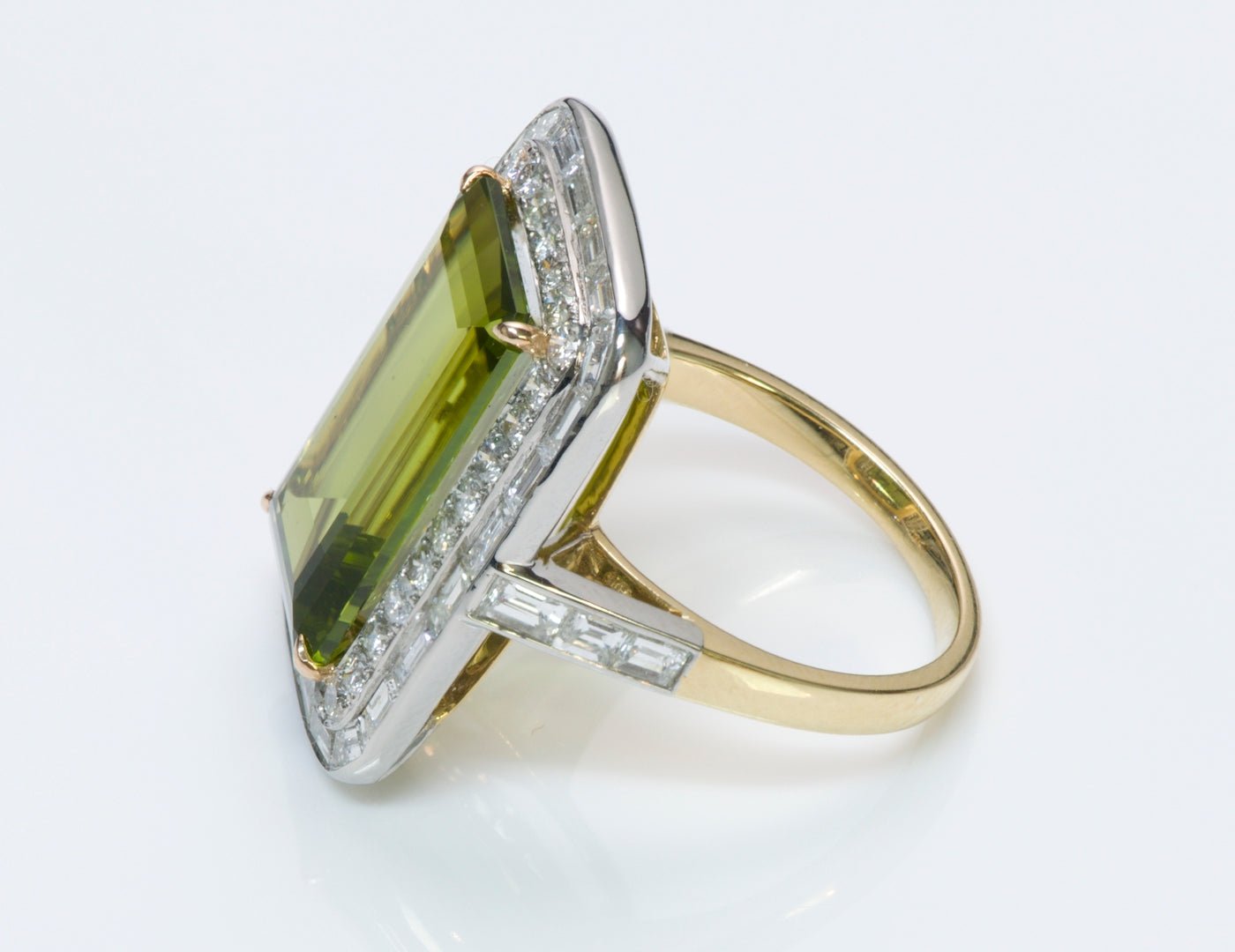 Peridot Diamond Gold Platinum Ring