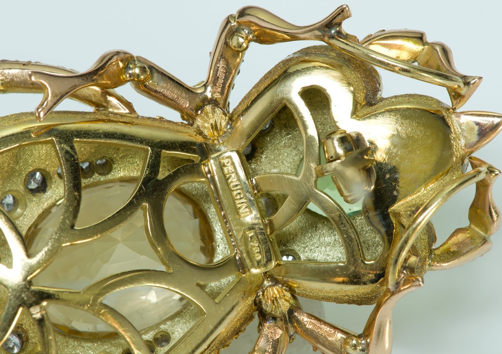 Perugini Citrine Peridot Diamond Ruby Sapphire Gold Brooch