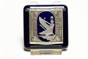 Pharaoh's Elegance: Egyptian Revival Silver Enamel Compact
