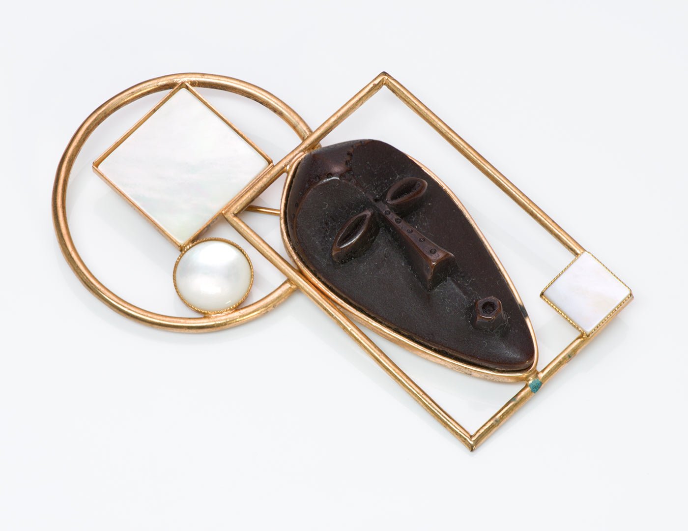 Philippe Ferrandis Mother of Pearl African Masque Brooch