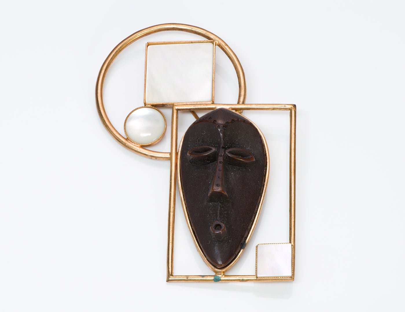 Philippe Ferrandis Mother of Pearl African Masque Brooch