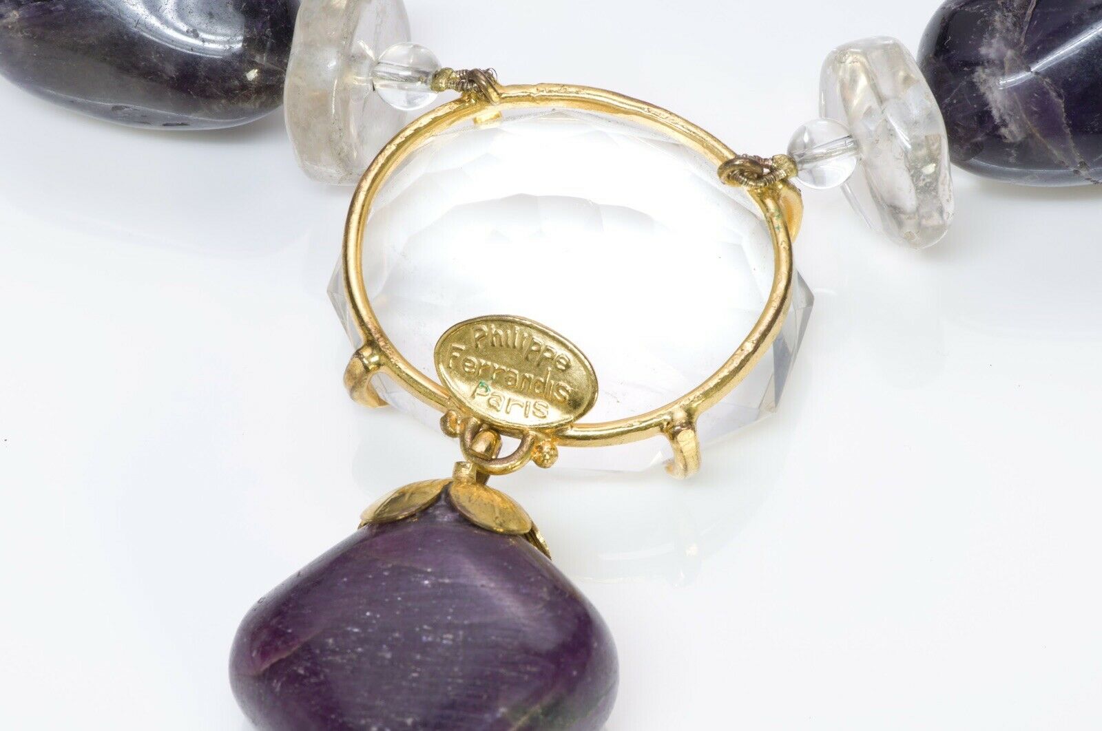 Philippe Ferrandis Semiprecious Amethyst Agate Quartz Necklace