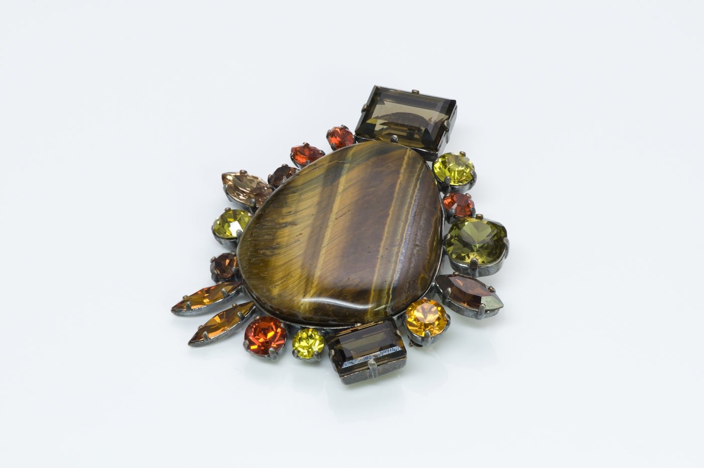 Philippe Ferrandis Tiger Eye Pendant Brooch