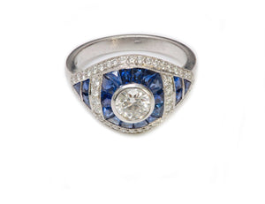 Platinum Diamond Sapphire Ring