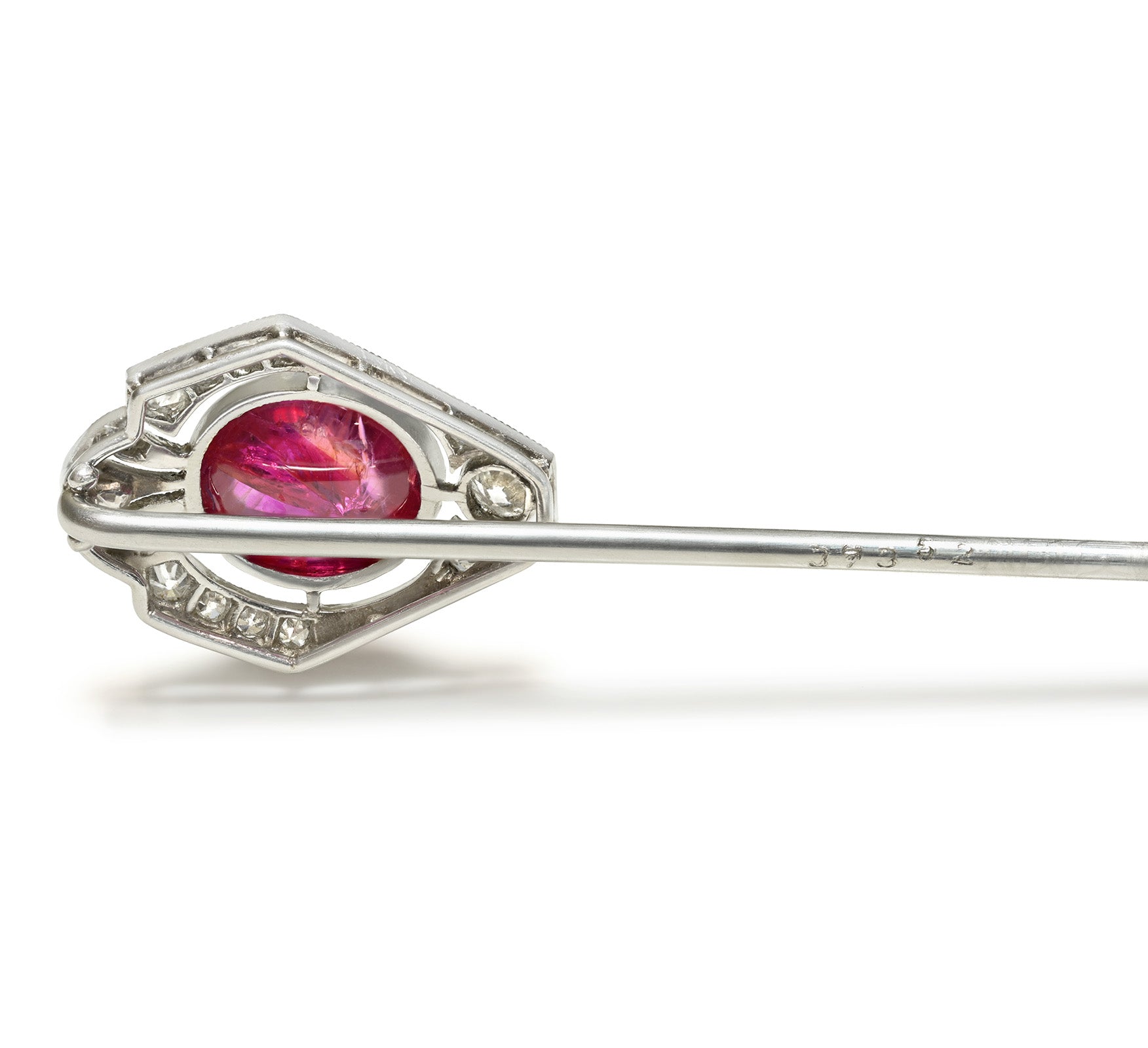 antique Edwardian Natural No Heat Burma Ruby Diamond Platinum Stick Pin serial number 