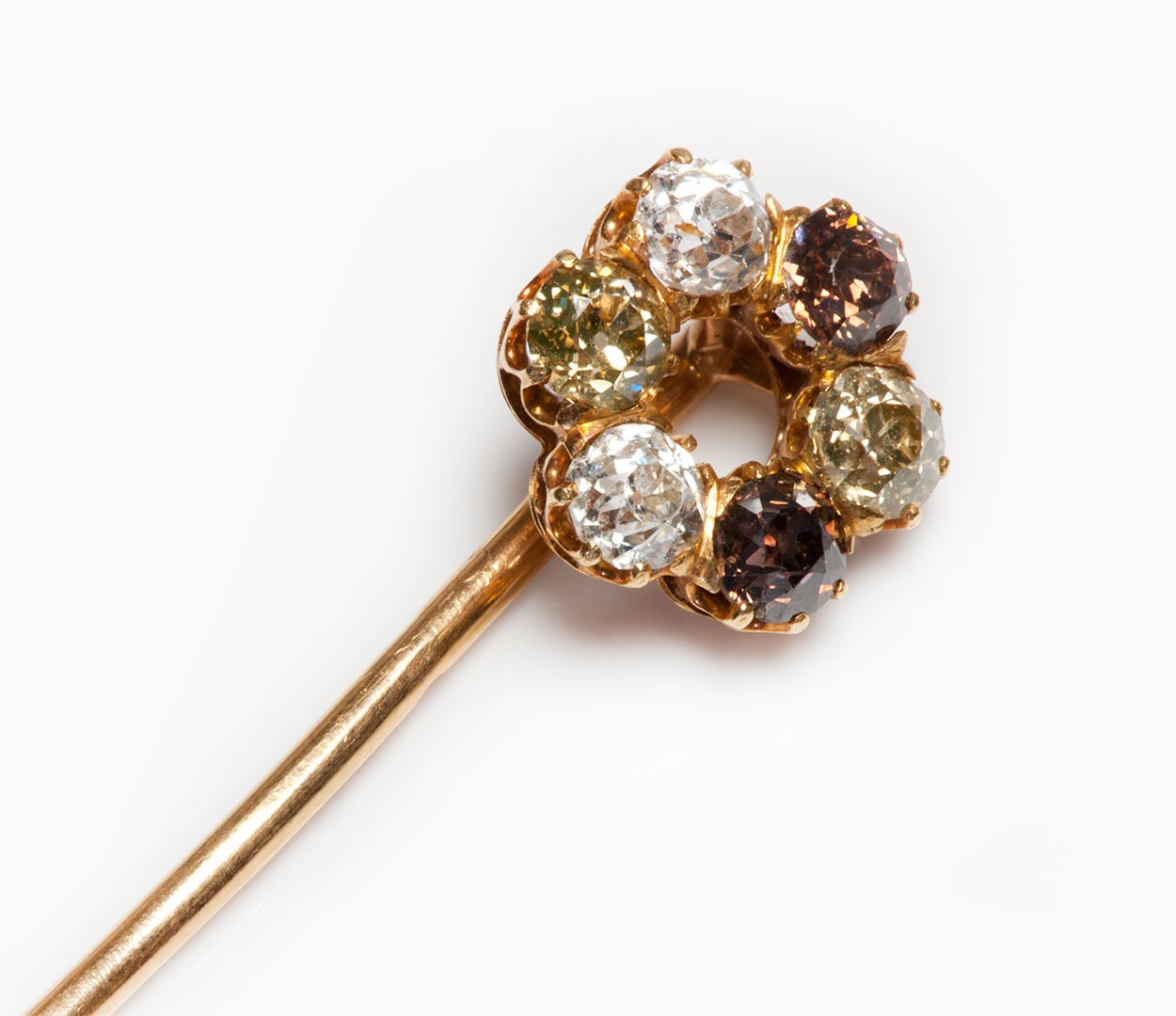 Plisson et Hartz 18K Gold Natural Fancy Color Diamond Stick Pin