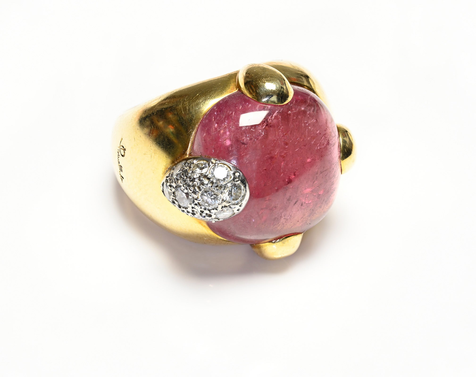 Pomellato 18K Gold Griffe Pink Tourmaline Diamond Ring