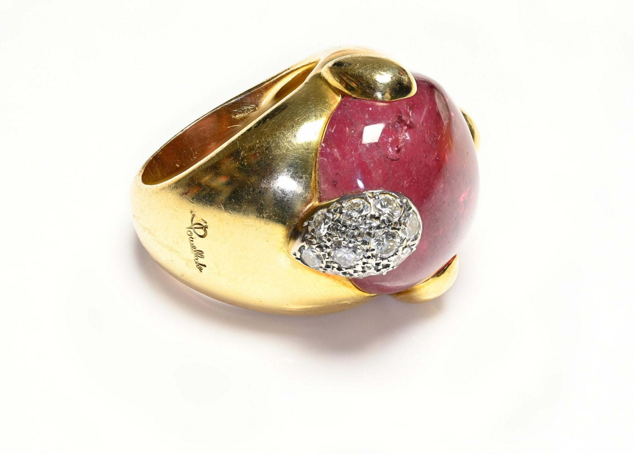 Pomellato 18K Gold Griffe Pink Tourmaline Diamond Ring