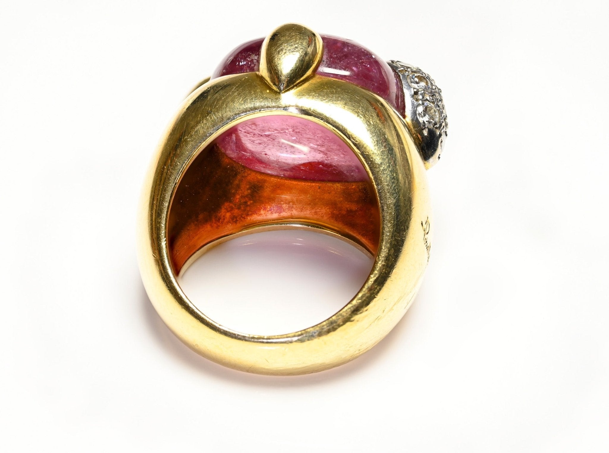 Pomellato 18K Gold Griffe Pink Tourmaline Diamond Ring