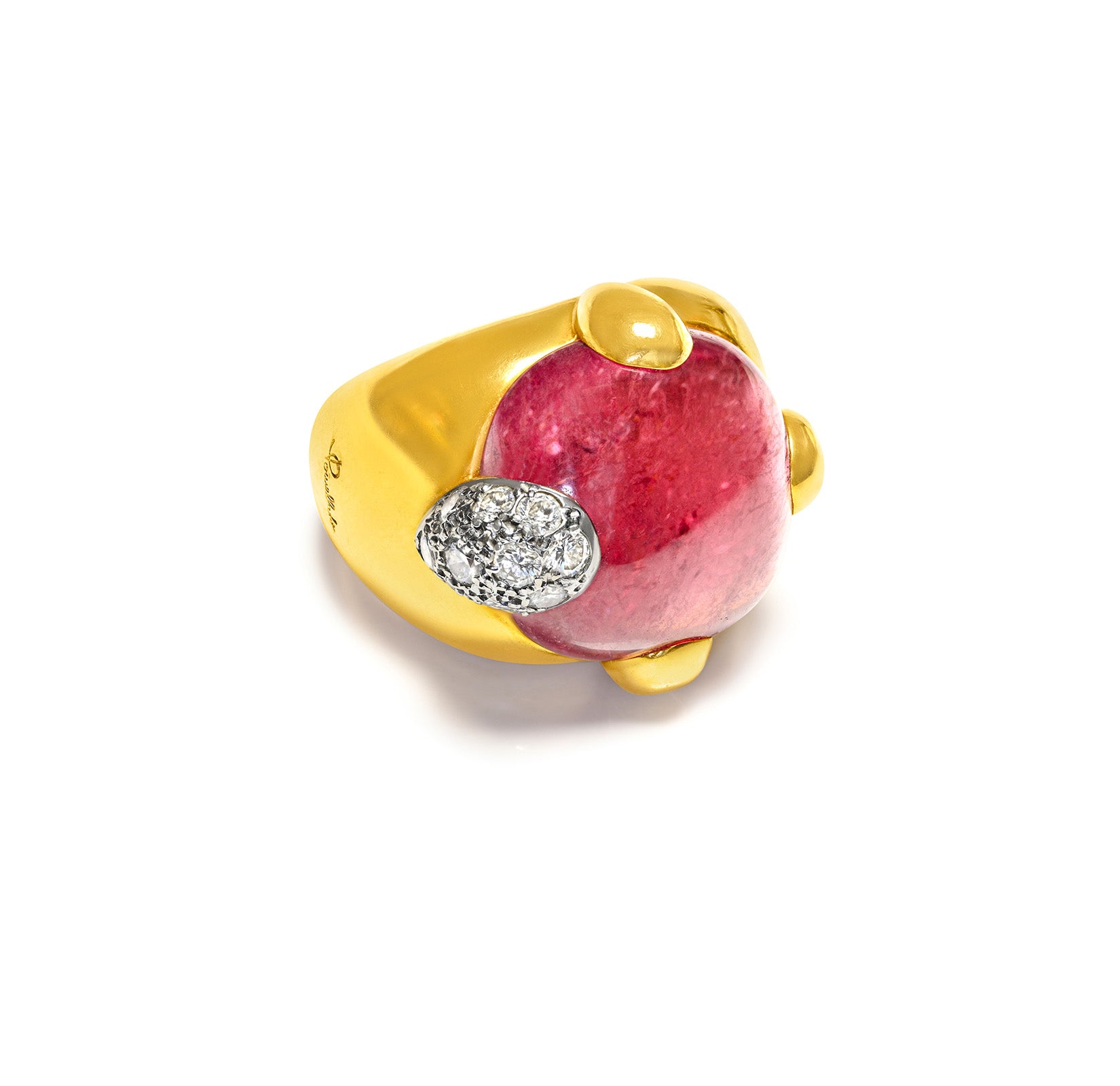 Pomellato 18K Gold Griffe Pink Tourmaline Diamond Ring