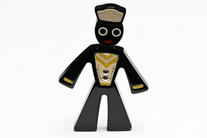 Prada Black Resin Yellow White Leather Sailor Brooch