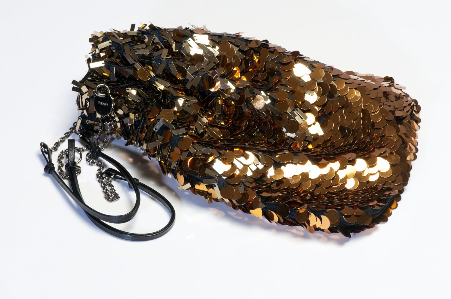 Prada Gold Ombre Sequins Paillettes Drawstring Evening Bag