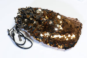 Prada Gold Ombre Sequins Paillettes Drawstring Evening Bag