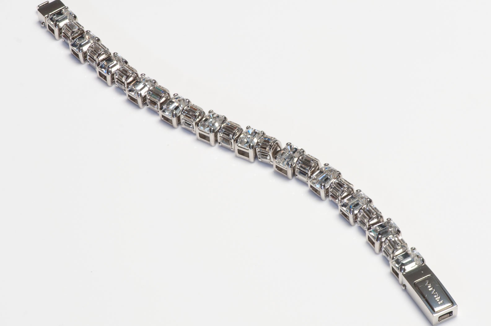 Prada Silver Tone Crystal Tennis Bracelet