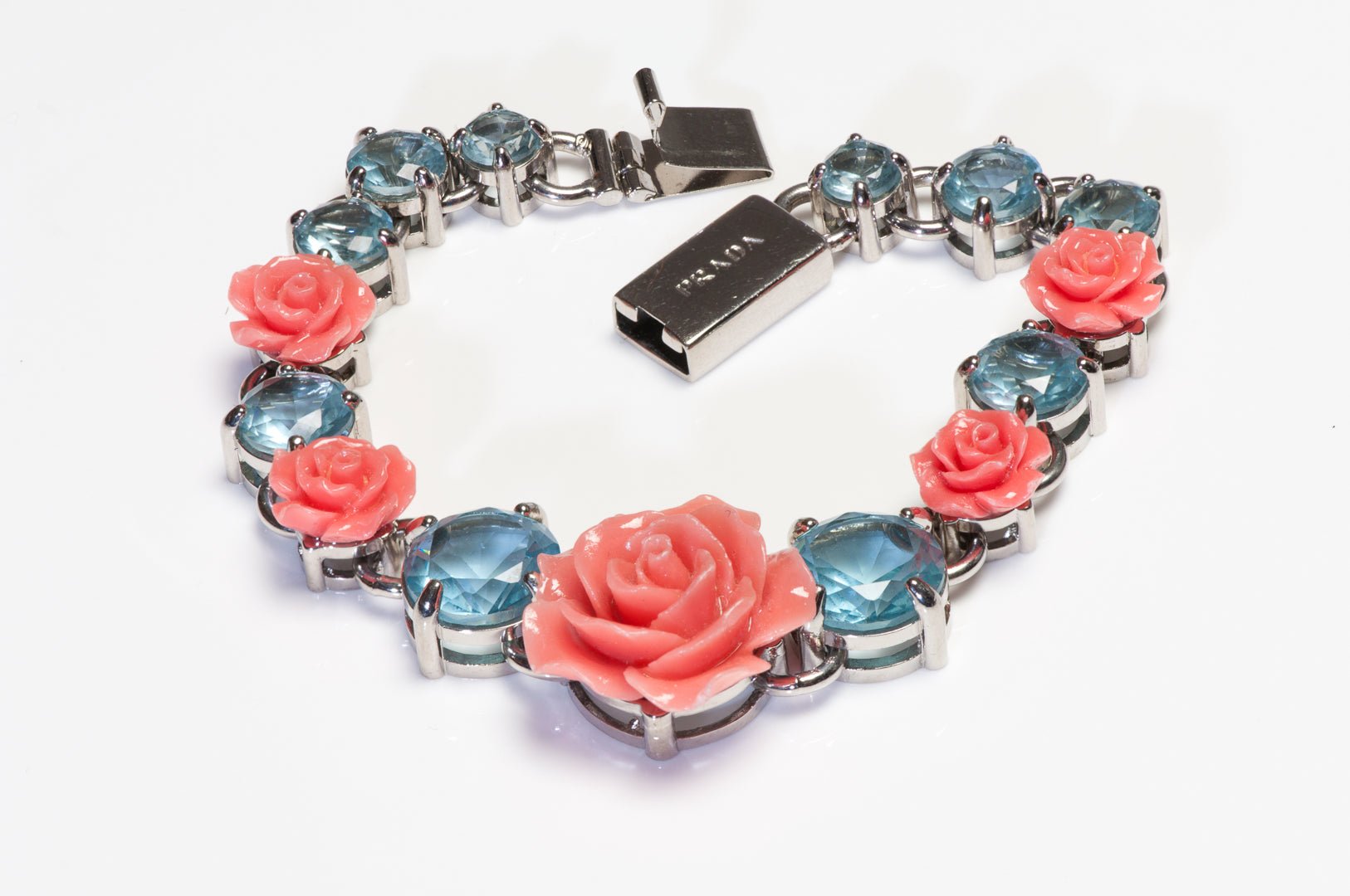 Prada Spring 2012 Blue Crystal Rose Resin Bracelet