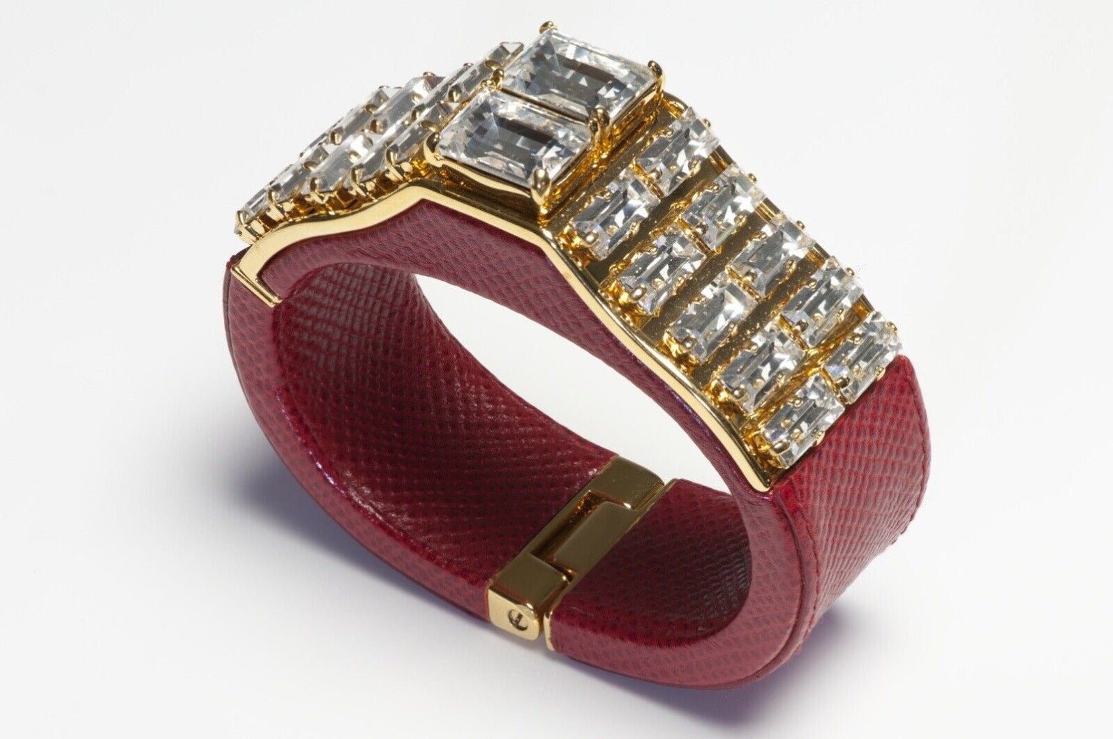 PRADA Spring 2014 Red Leather Crystal Geometric Women’s Bracelet