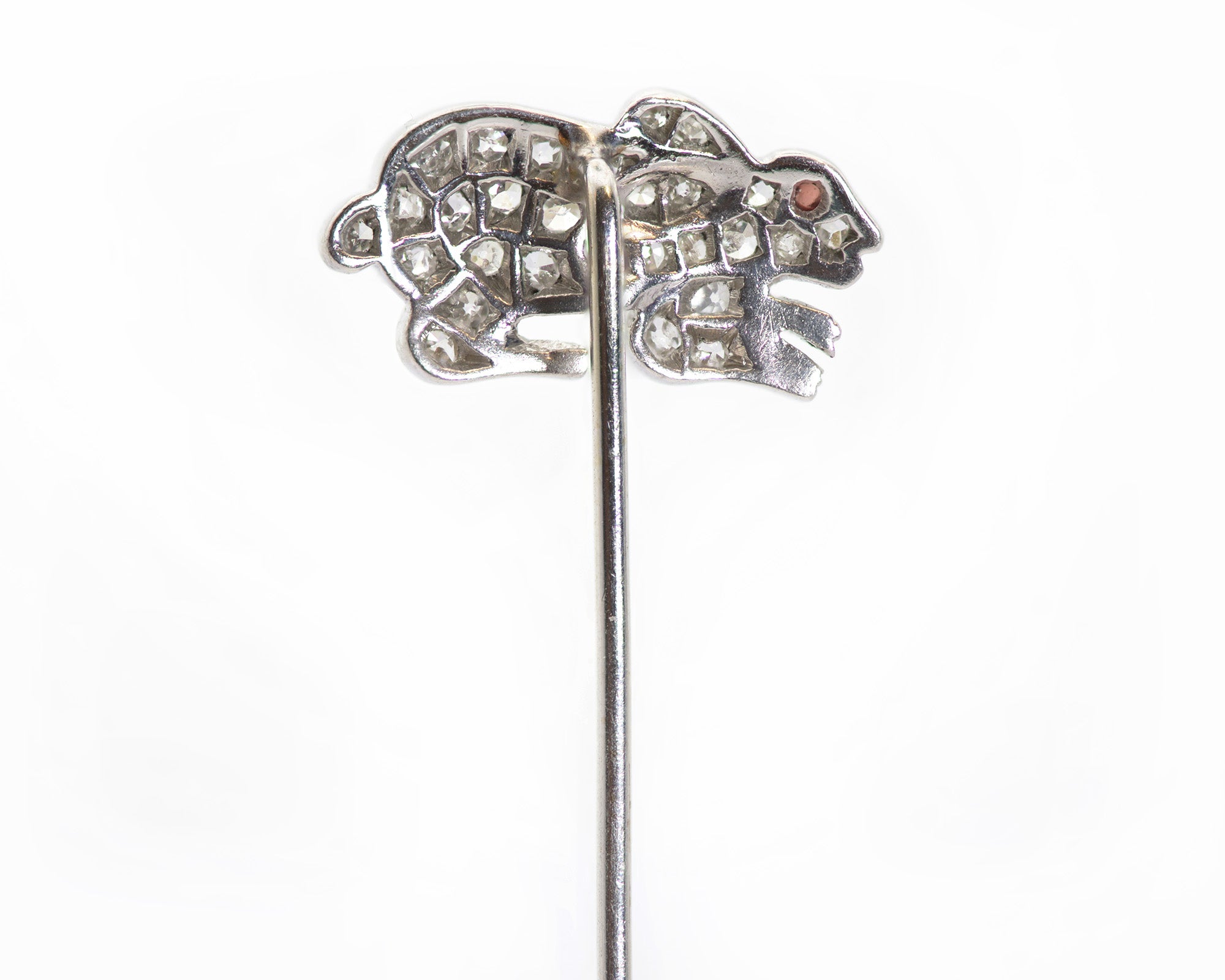 Antique Diamond Platinum Rabbit Stick Pin  2